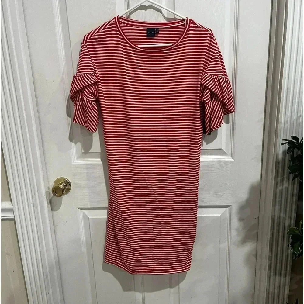 KAARI BLUE DRESS/RED & white striped